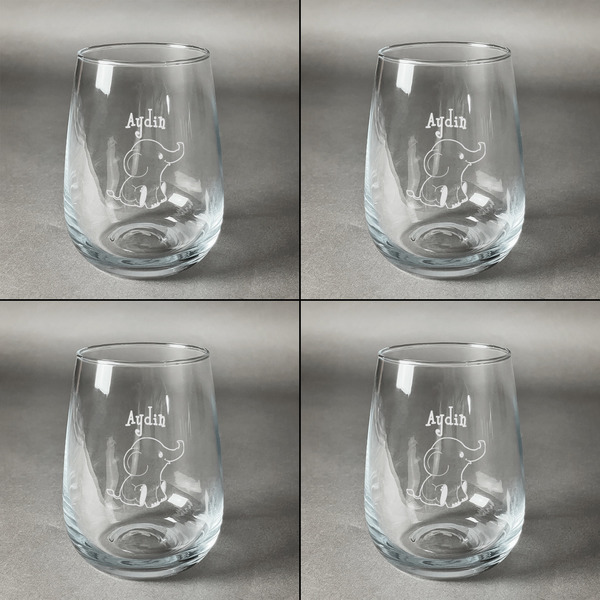 Safari Set of Four Personalized Stemless Wineglasses (Approval)