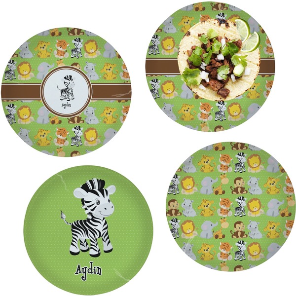 Custom Safari Set of 4 Glass Lunch / Dinner Plate 10" (Personalized)