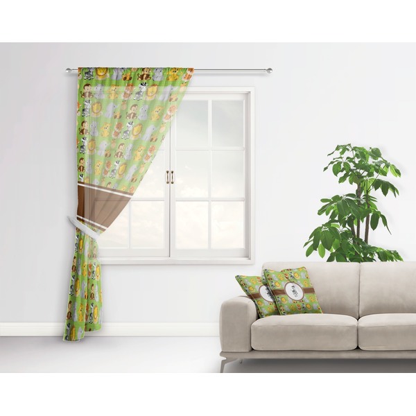 Safari Sheer Curtain With Window and Rod - in Room Matching Pillow