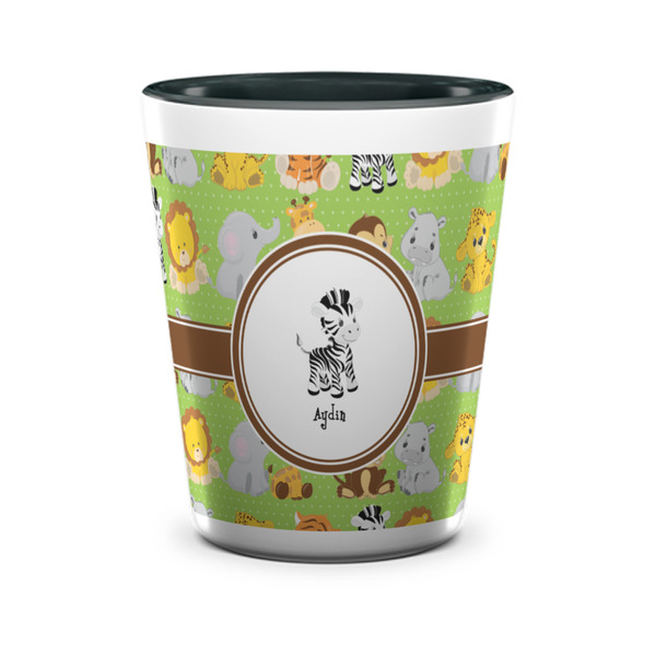 Custom Safari Ceramic Shot Glass - 1.5 oz - Two Tone - Set of 4 (Personalized)