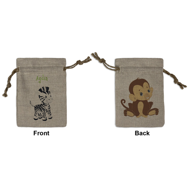 Custom Safari Small Burlap Gift Bag - Front & Back (Personalized)