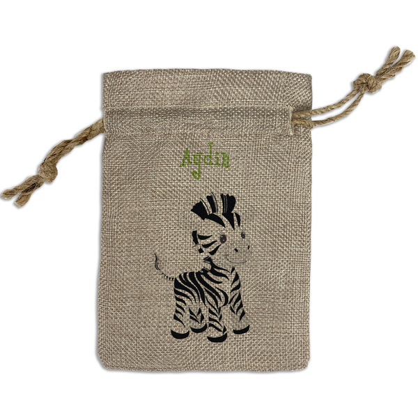 Custom Safari Small Burlap Gift Bag - Front (Personalized)