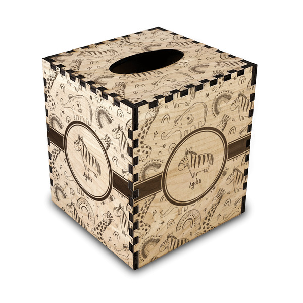 Custom Safari Wood Tissue Box Cover (Personalized)