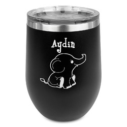 Safari Stemless Stainless Steel Wine Tumbler - Black - Double Sided (Personalized)