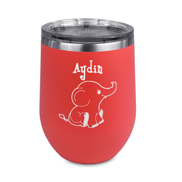 Custom Safari Stemless Stainless Steel Wine Tumbler - Coral - Double Sided (Personalized)