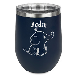 Safari Stemless Stainless Steel Wine Tumbler - Navy - Double Sided (Personalized)