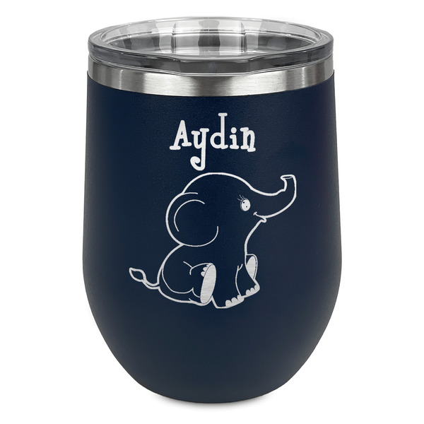 Custom Safari Stemless Stainless Steel Wine Tumbler - Navy - Double Sided (Personalized)