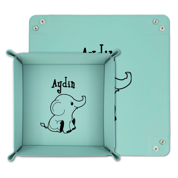 Safari Teal Faux Leather Valet Trays - PARENT MAIN