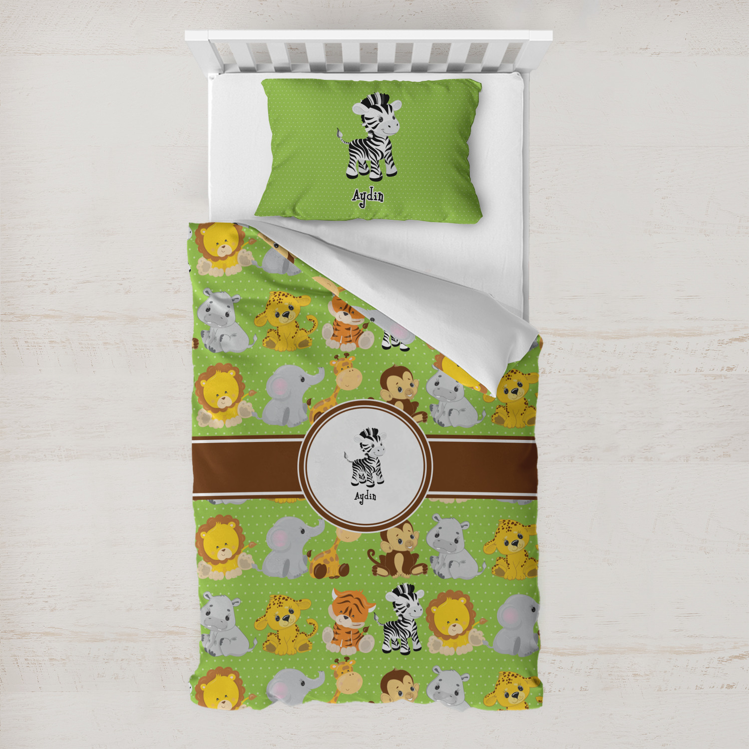 Safari Toddler Bedding Set w/ Name or Text YouCustomizeIt