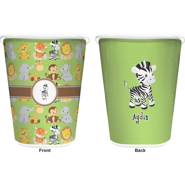 Safari Trash Can White - Front and Back - Apvl
