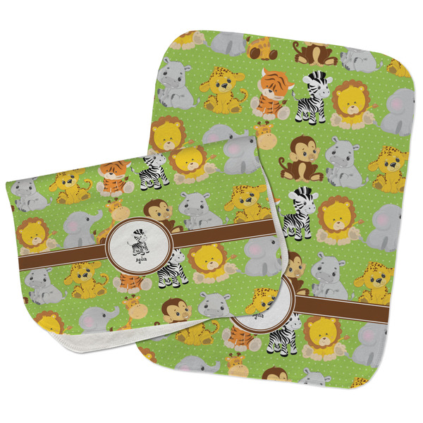Safari Two Rectangle Burp Cloths - Open & Folded