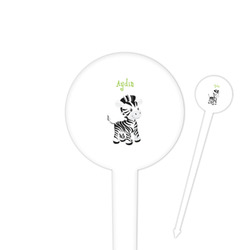 Safari 4" Round Plastic Food Picks - White - Single Sided (Personalized)