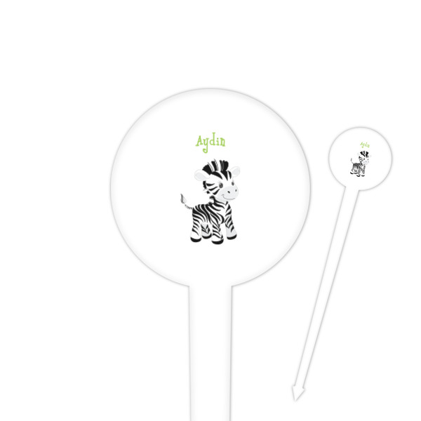 Custom Safari 4" Round Plastic Food Picks - White - Double Sided (Personalized)