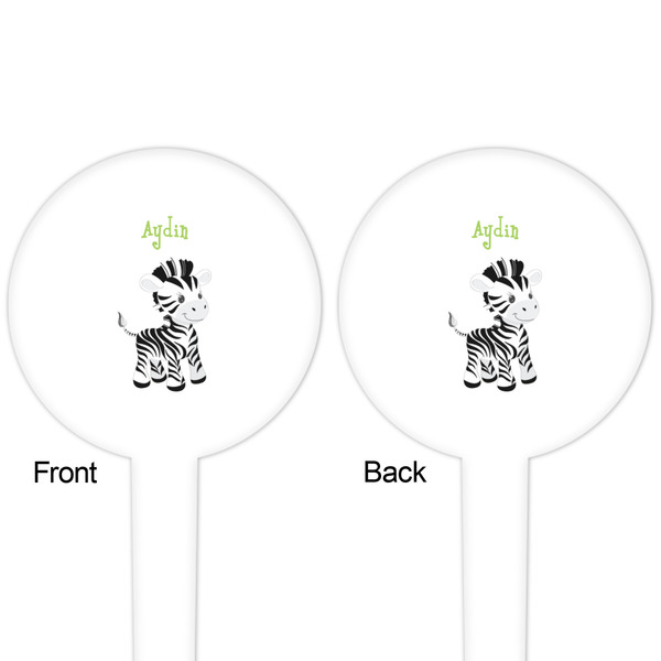 Safari White Plastic 4" Food Pick - Round - Double Sided - Front & Back