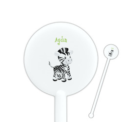 Safari 5.5" Round Plastic Stir Sticks - White - Single Sided (Personalized)