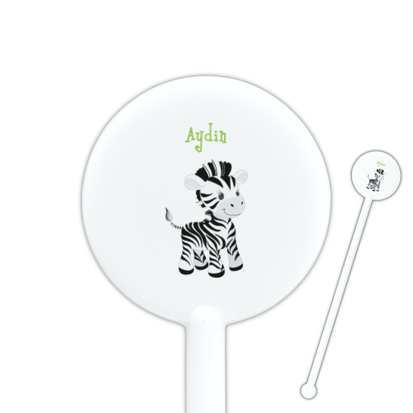 Custom Safari 5.5" Round Plastic Stir Sticks - White - Single Sided (Personalized)