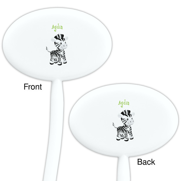 Safari White Plastic 7" Stir Stick - Double Sided - Oval - Front & Back