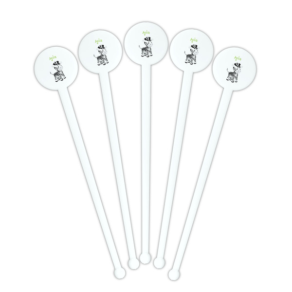 Safari White Plastic 7" Stir Stick - Round - Fan View