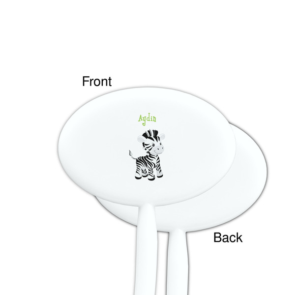 Safari White Plastic 7" Stir Stick - Single Sided - Oval - Front & Back