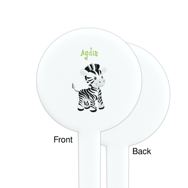 Safari White Plastic 7" Stir Stick - Single Sided - Round - Front & Back