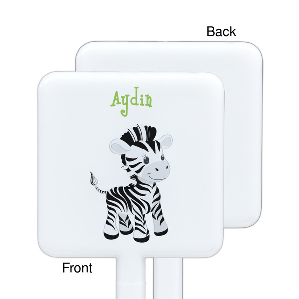 Safari White Plastic Stir Stick - Single Sided - Square - Approval