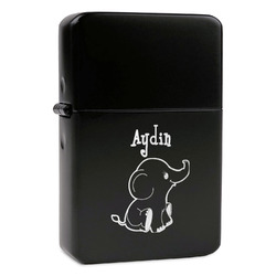 Safari Windproof Lighter - Black - Double Sided & Lid Engraved (Personalized)