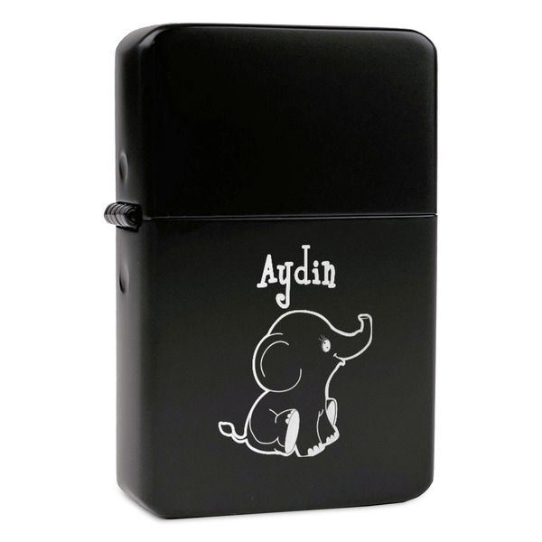 Custom Safari Windproof Lighter - Black - Single Sided & Lid Engraved (Personalized)