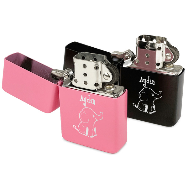 Safari Windproof Lighters - Black & Pink - Open