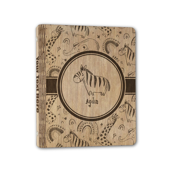 Custom Safari Wood 3-Ring Binder - 1" Half-Letter Size (Personalized)