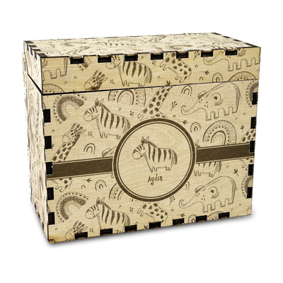 Custom Safari Wood Recipe Box - Laser Engraved (Personalized)