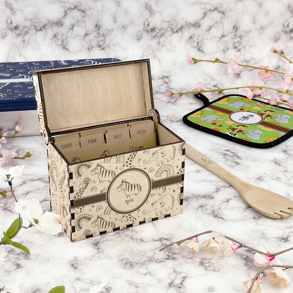Safari Wood Recipe Boxes - Lifestyle