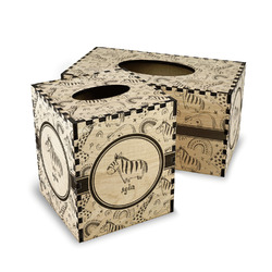 Safari Wood Tissue Box Cover (Personalized)