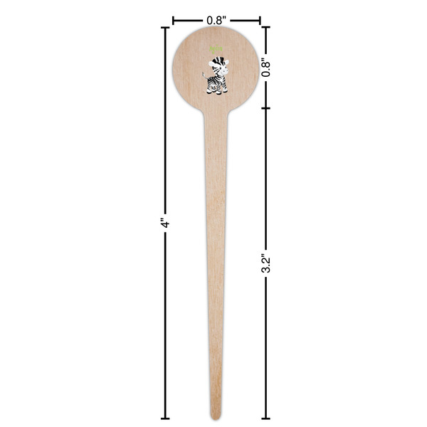 Safari Wooden 4" Food Pick - Round - Dimensions