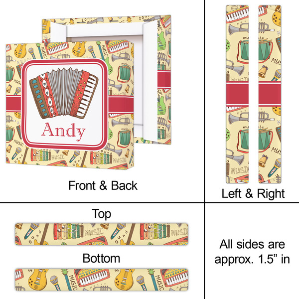 Vintage Musical Instruments 12x12 - Canvas Print - Approval