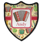 Vintage Musical Instruments Iron On Shield Patch B w/ Name or Text