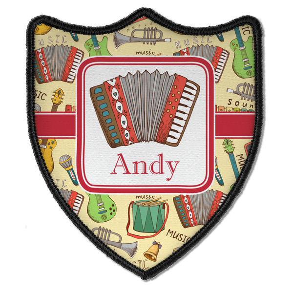 Custom Vintage Musical Instruments Iron On Shield Patch B w/ Name or Text