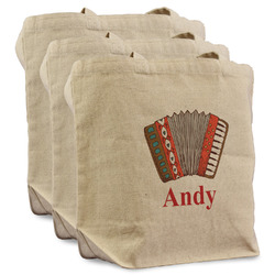 Vintage Musical Instruments Reusable Cotton Grocery Bags - Set of 3 (Personalized)
