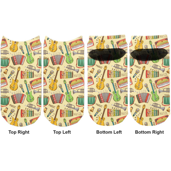 Vintage Musical Instruments Adult Ankle Socks - Double Pair - Front and Back - Apvl