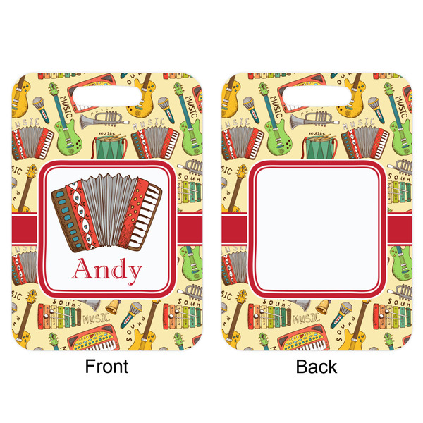 Vintage Musical Instruments Aluminum Luggage Tag (Front + Back)