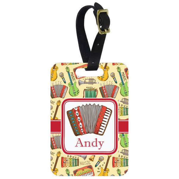Custom Vintage Musical Instruments Metal Luggage Tag w/ Name or Text
