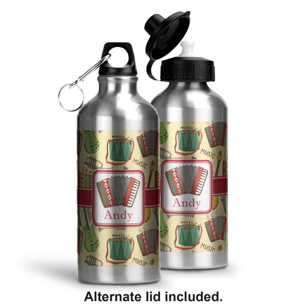 Vintage Musical Instruments Aluminum Water Bottle - Alternate lid options
