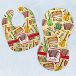 Vintage Musical Instruments Baby Bib & Burp Set w/ Name or Text