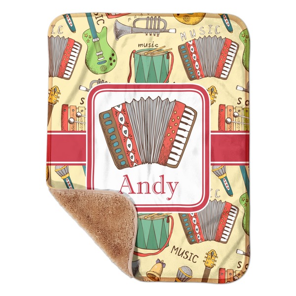 Custom Vintage Musical Instruments Sherpa Baby Blanket - 30" x 40" w/ Name or Text
