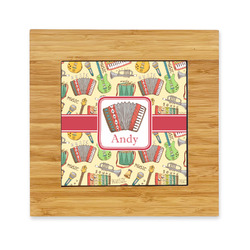 Vintage Musical Instruments Bamboo Trivet with Ceramic Tile Insert (Personalized)