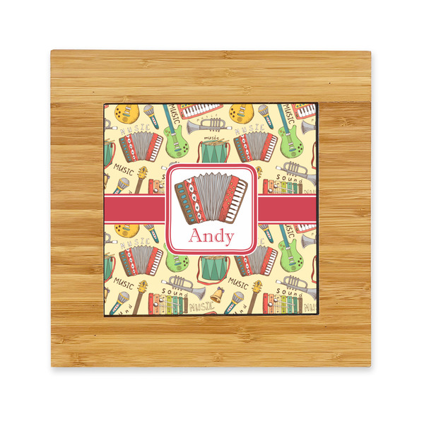 Custom Vintage Musical Instruments Bamboo Trivet with Ceramic Tile Insert (Personalized)