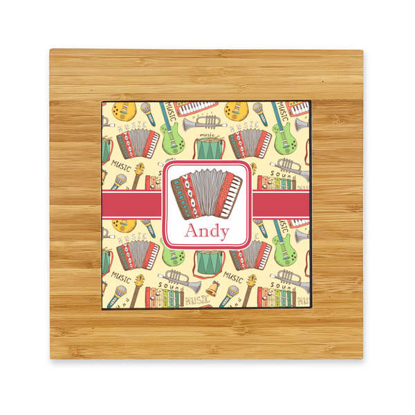 Custom Vintage Musical Instruments Bamboo Trivet with Ceramic Tile Insert (Personalized)