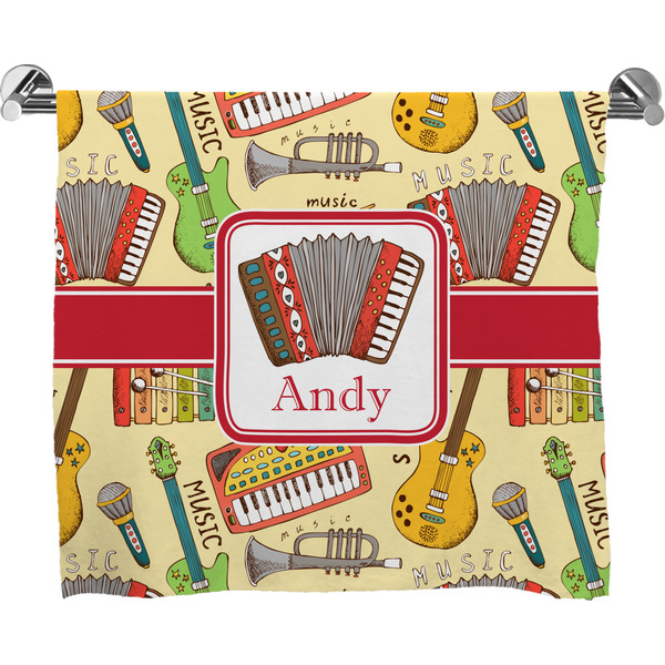 Custom Vintage Musical Instruments Bath Towel (Personalized)