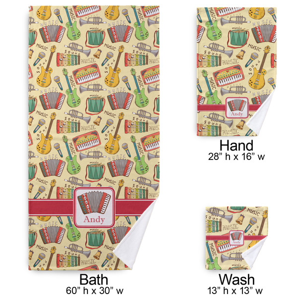 Vintage Musical Instruments Bath Towel Sets - 3-piece - Approval