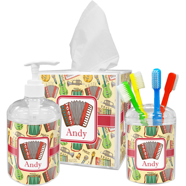 Vintage Musical Instruments Bathroom Accessories Set (Personalized)