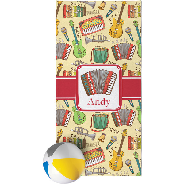 Custom Vintage Musical Instruments Beach Towel (Personalized)